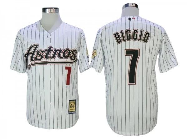Houston Astros #7 Craig Biggio White Pinstripe Cooperstown Collection Jersey by My Store