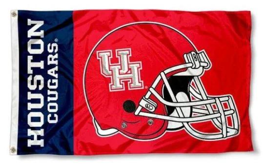 Houston Cougars Helmet Flag 3X5ft Banner Polyester with 2 Brass Grommets by flagsjustdoit