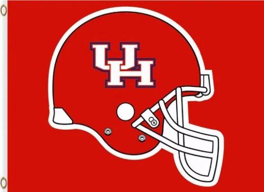 Houston Cougars Helmet Red Flag 3X5ft Banner Polyester with 2 Brass Grommets by flagsjustdoit