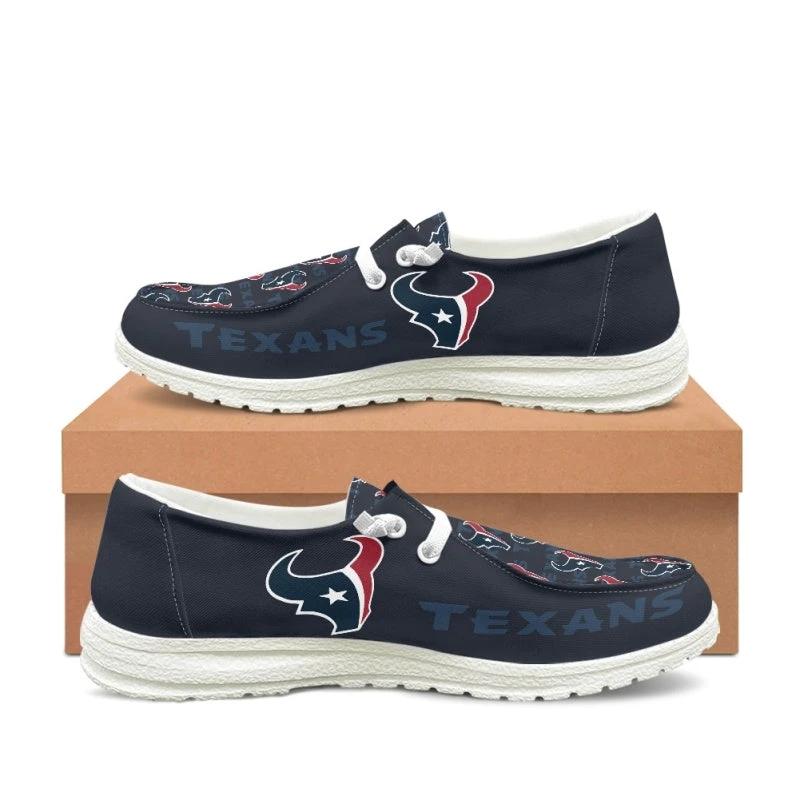 Houston Texans Navy Team Name Logo Canvas Sneaker Shoes For Men Women Fans by Crocs