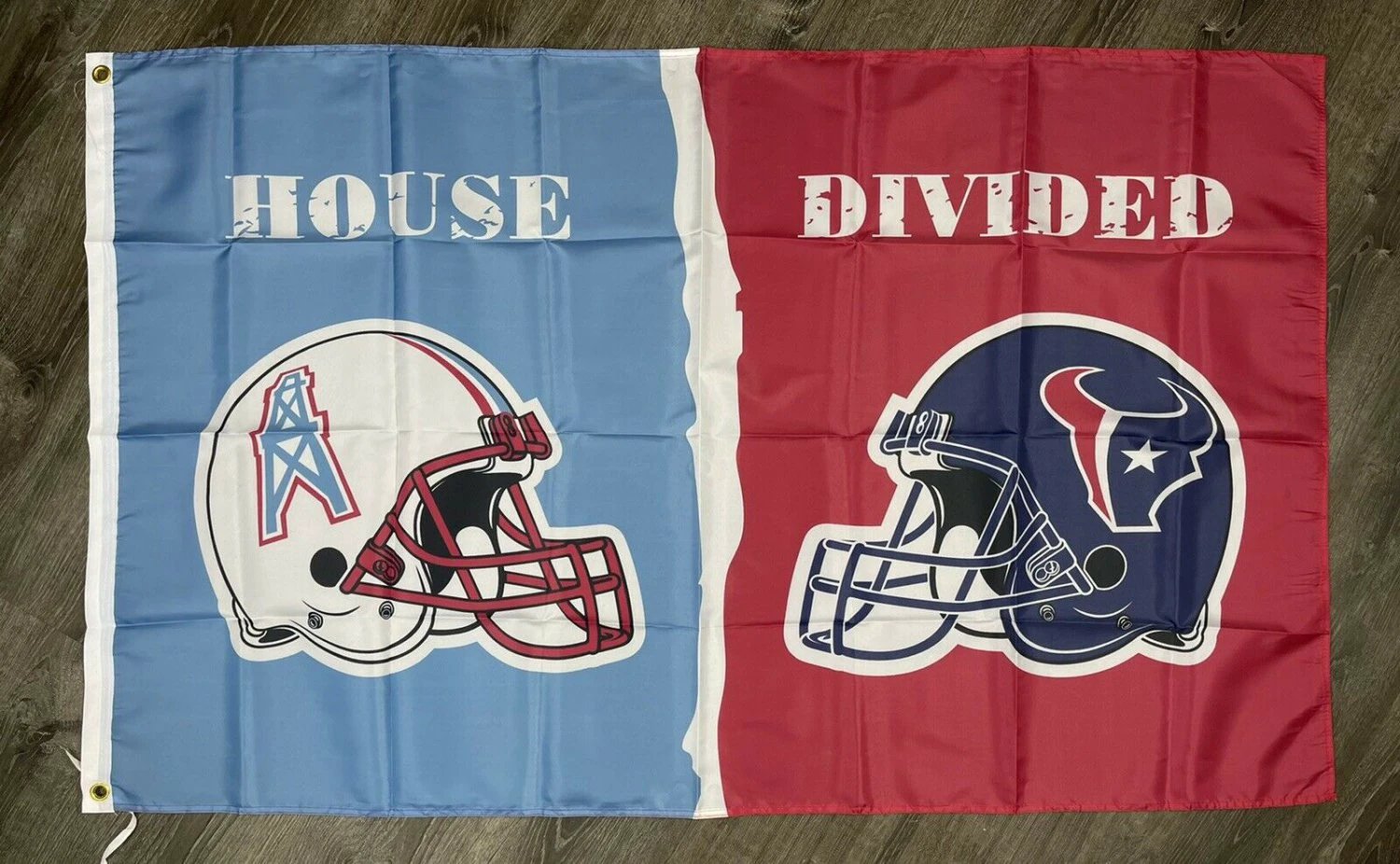 Houston Texans vs Houston Oilers House Divided Flag 3x5 ft Sports Banner by flagsjustdoit