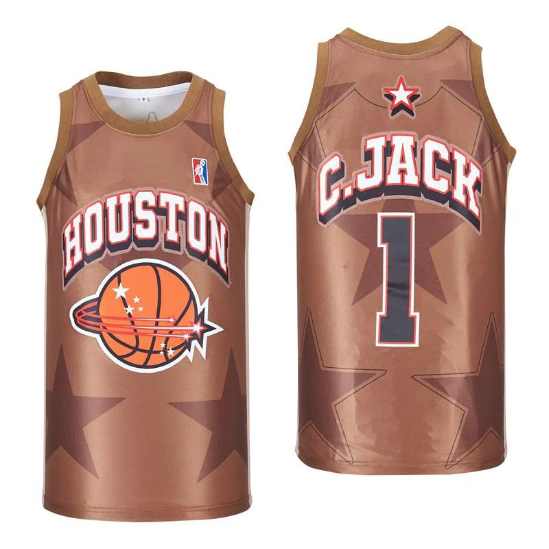 Houston #1 Travis Scott Basketball Jersey by My store basketball