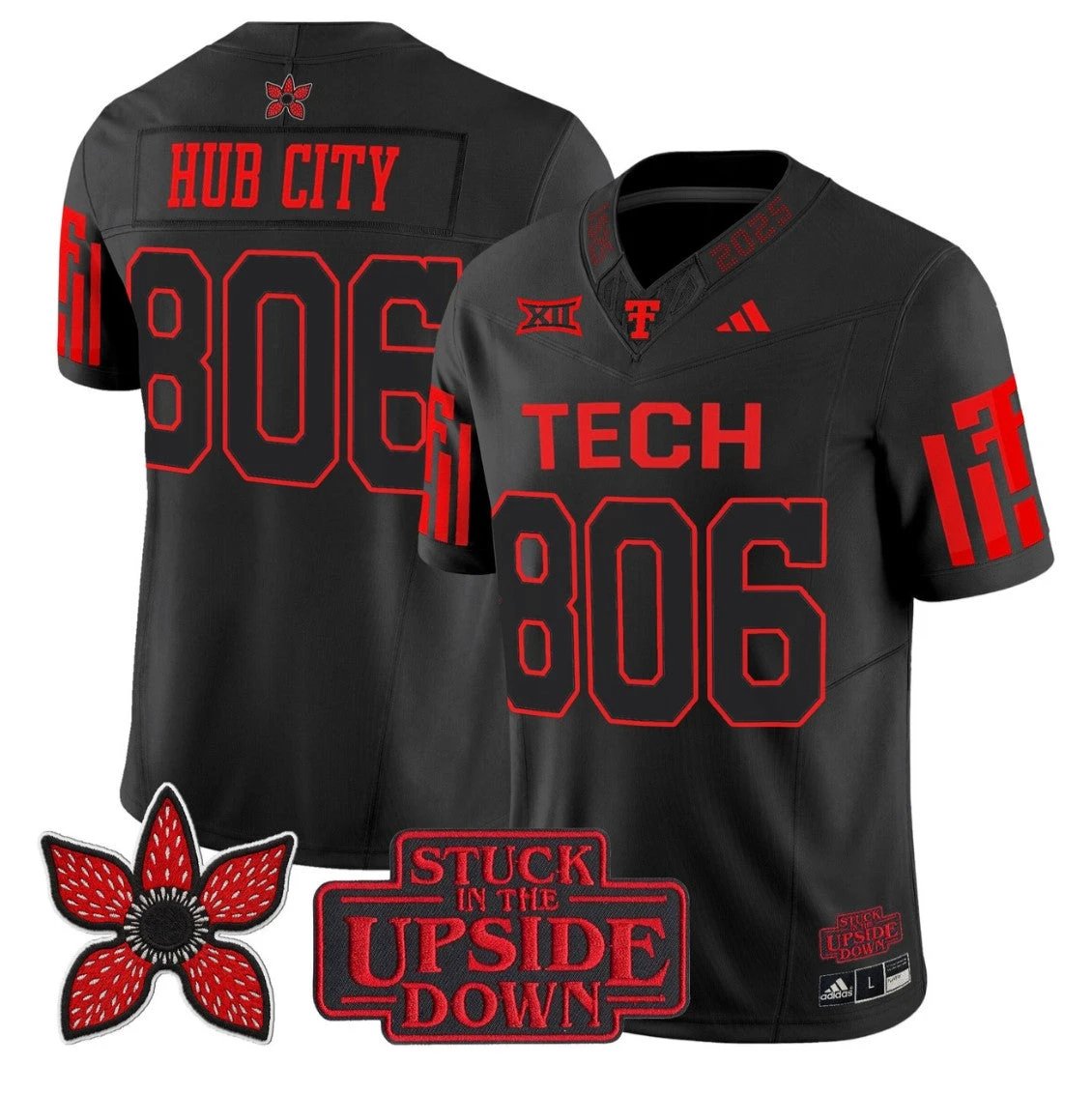Hub City Jersey #806 Texas Tech Red Raiders Stranger Things Edition Stitched by My Store NCAA Football Jerseys