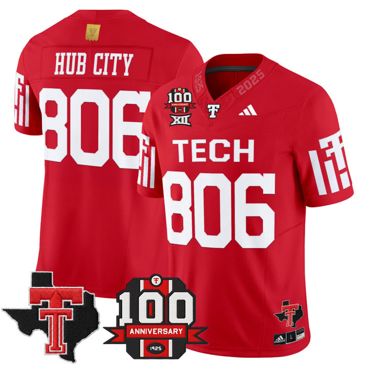 Hub City Jersey #806 Texas Tech 2025 100th Anniversary Patch Stitched by My Store NCAA Football Jerseys