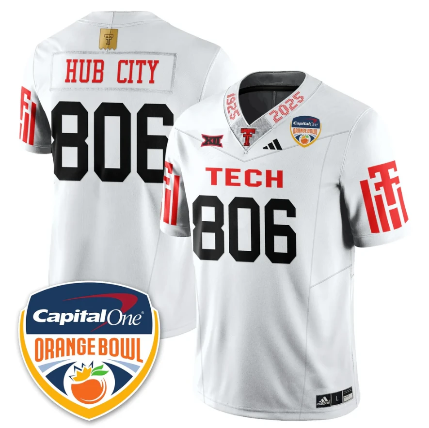 Hub City Jersey #806 Texas Tech Red Raiders Orange Bowl Stitched by My Store NCAA Football Jerseys