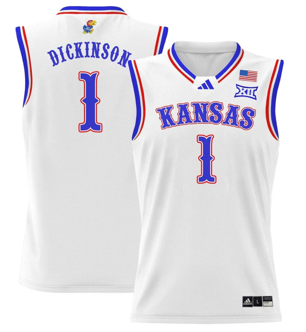 Hunter Dickinson Jersey #1 Kansas Jayhawks 2024 Lightweight Basketball White by My store basketball