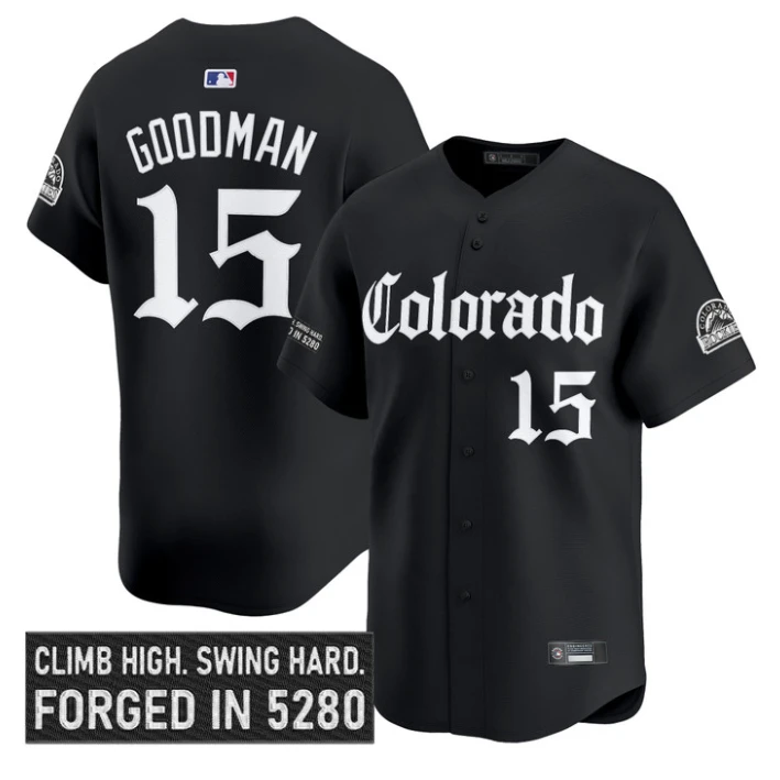 Hunter Goodman Jersey #15 Colorado Rockies Gothic Mile High Shadows Black by My Store