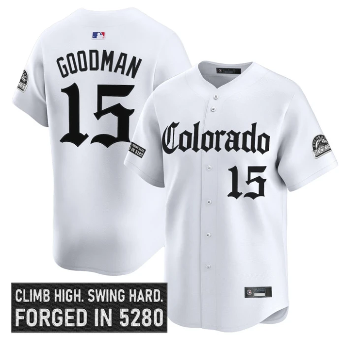 Hunter Goodman Jersey #15 Colorado Rockies Gothic Mile High Shadows White by My Store