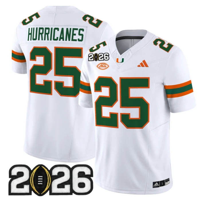 Hurricanes Jersey #25 Miami Hurricanes 2026 CFP Final Patch Stitched Black by My Store NCAA Football Jerseys