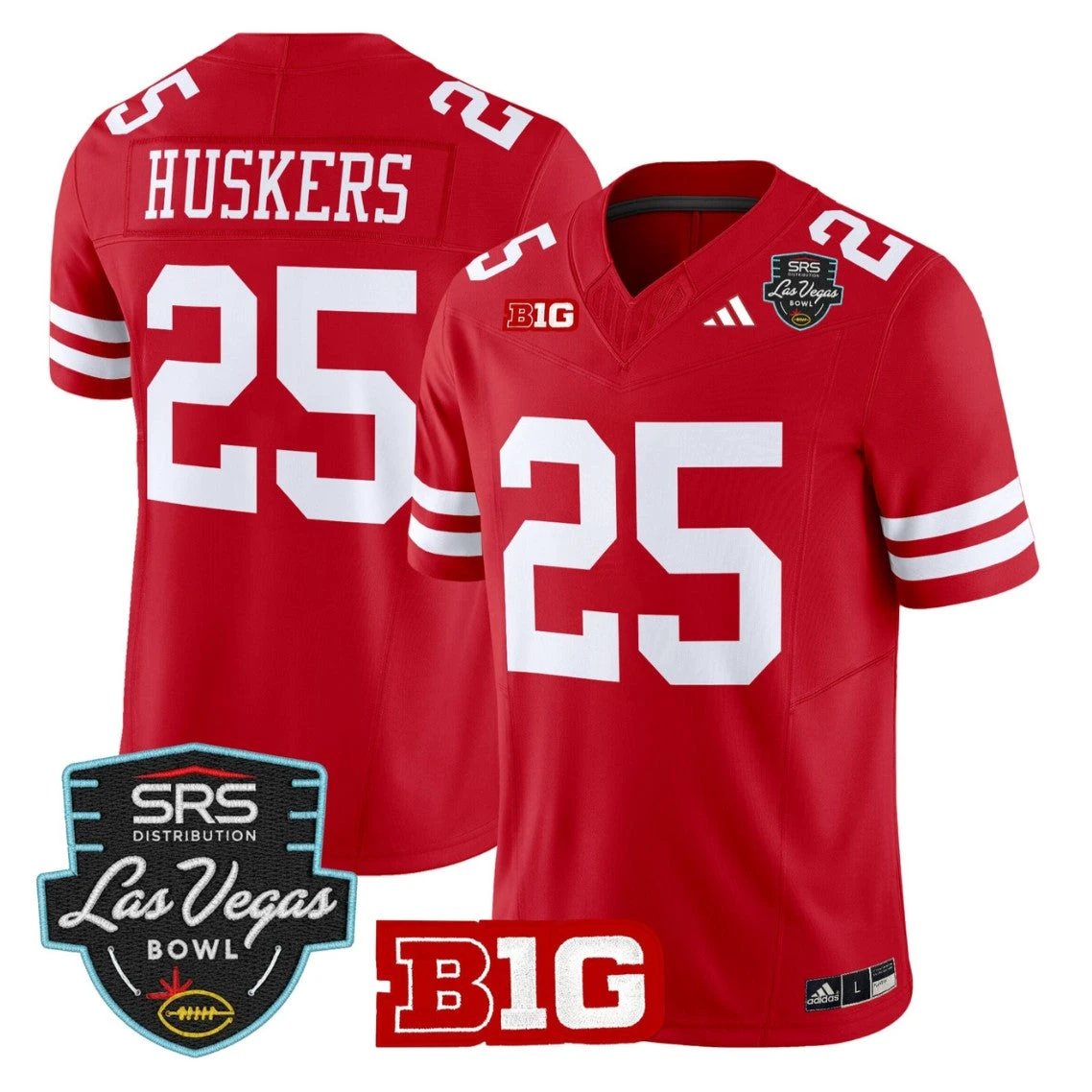 Huskers Jersey #25 Nebraska Cornhuskers 2025 Las Vegas Bowl Stitched by My Store NCAA Football Jerseys