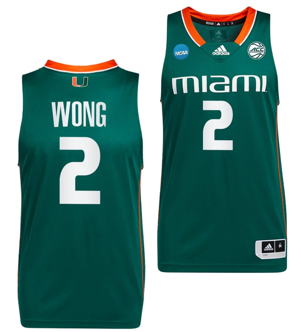 Isaiah Wong Jersey #2 Miami Hurricanes 2023 NCAA March Madness Green College Basketball by My store basketball