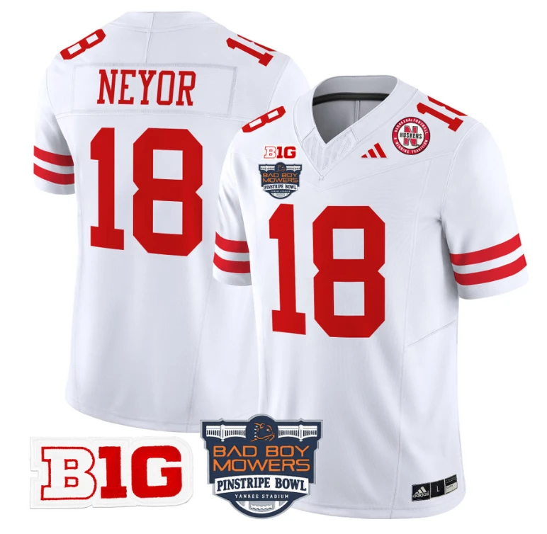 Isaiah Neyor Jersey #18 Nebraska Cornhuskers 2025 Pinstripe Bowl White by My Store