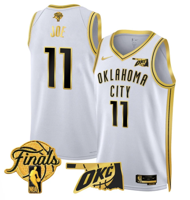 Isaiah Joe Jersey # 11 Oklahoma City Thunder 2025 Finals Swingman Stitched White Gold by My store basketball