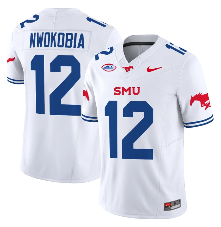 Isaiah Nwokobia Jersey #12 SMU Mustangs Icy College Football Vapor Limited White by My Store