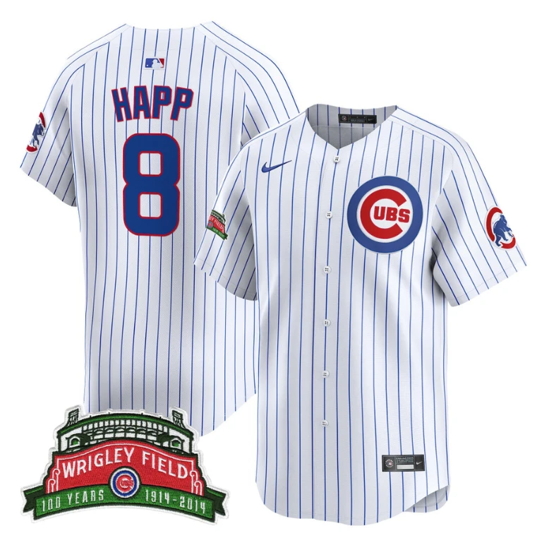 Ian Happ Jersey #8 Chicago Cubs Wrigley Field Style Vapor Premier Limited All Stitched Royal by My Store