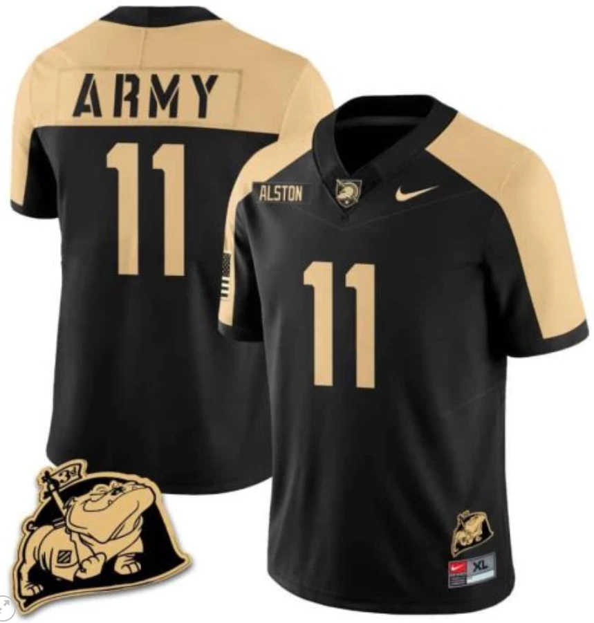 Isaiah Alston Jersey #11 Army Black Knights Jersey Rocky The Bulldog Patch Vapor Limited College Football Stitched Black Alternate by My Store