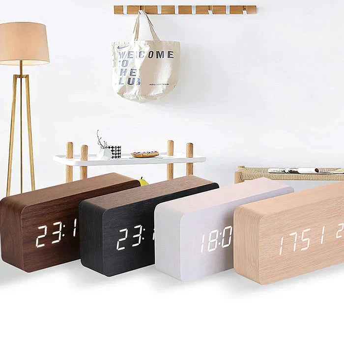 controlled LED alarm clock made of wood Bowlift by Bowlift