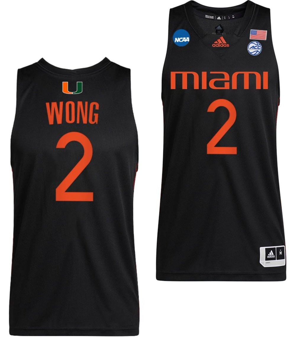 Isaiah Wong Jersey Miami Hurricanes College Basketball 2022 NCAA March Madness Sweet Black #2 by My store basketball