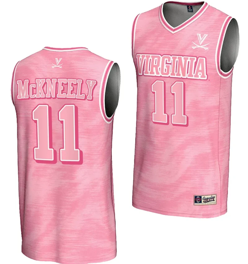 Isaac McKneely Jersey #11 Virginia Cavaliers College Basketball Lightweight Pink by My store basketball