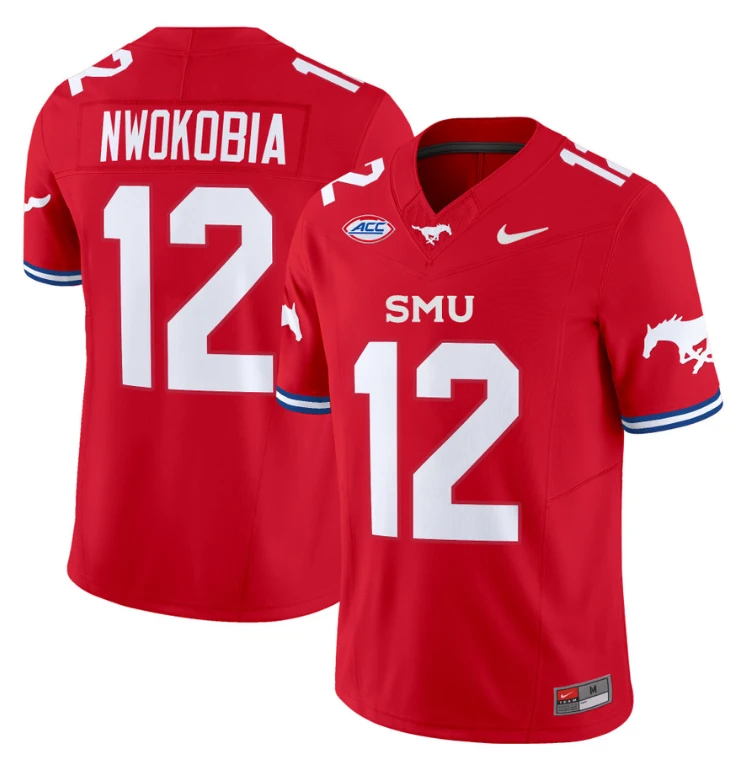 Isaiah Nwokobia Jersey #12 SMU Mustangs Icy College Football Vapor Limited Red by My Store