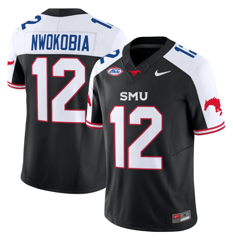 Isaiah Nwokobia Jersey #12 SMU Mustangs Icy College Football Vapor Limited Black Alternate by My Store