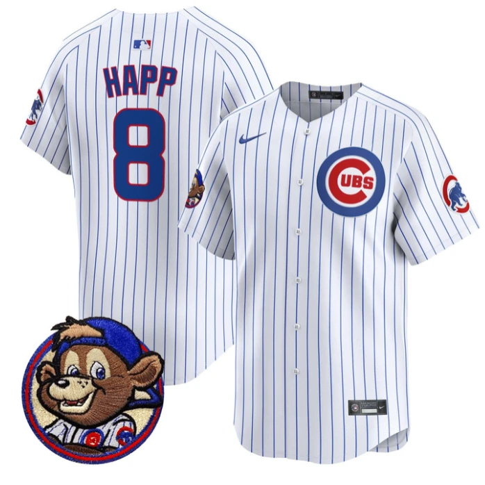 Ian Happ Jersey #8 Chicago Cubs Clark Patch Vapor Premier Limited Stitched Pinstripe by My Store