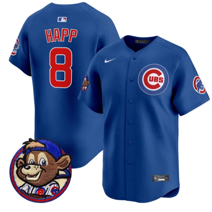 Ian Happ Jersey #8 Chicago Cubs Clark Patch Vapor Premier Limited Stitched Royal by My Store