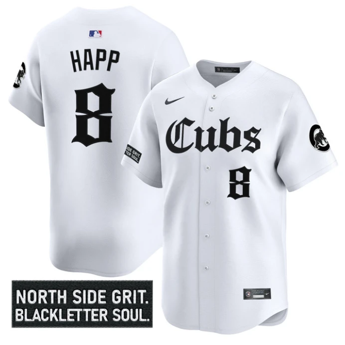 Ian Happ Jersey #8 Chicago Cubs Gothic North Side Edition Vapor Limited Stitched White by My Store