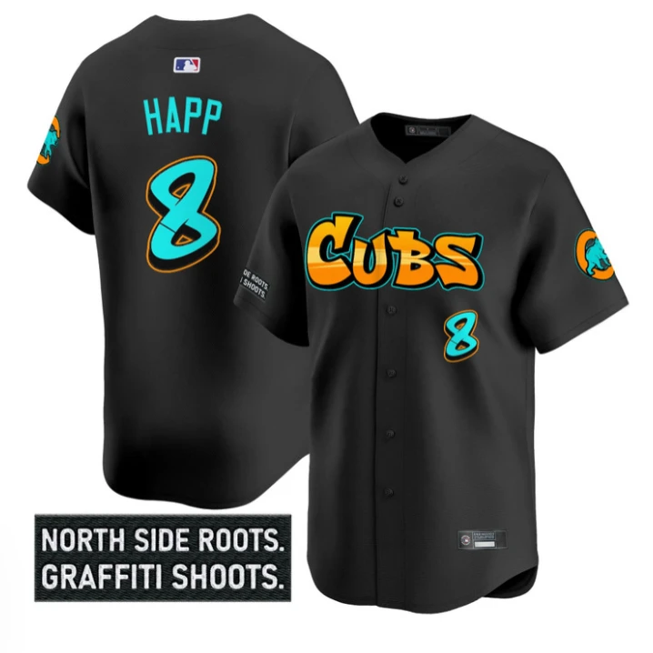Ian Happ Jersey #8 Chicago Cubs Graffiti North Side Edition Stitched Black by My Store