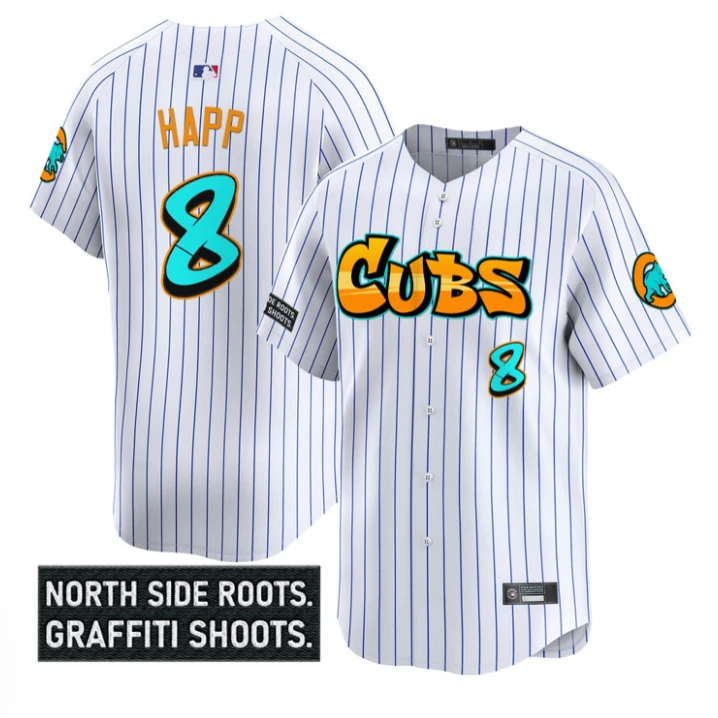 Ian Happ Jersey #8 Chicago Cubs Graffiti North Side Edition Stitched White by My Store