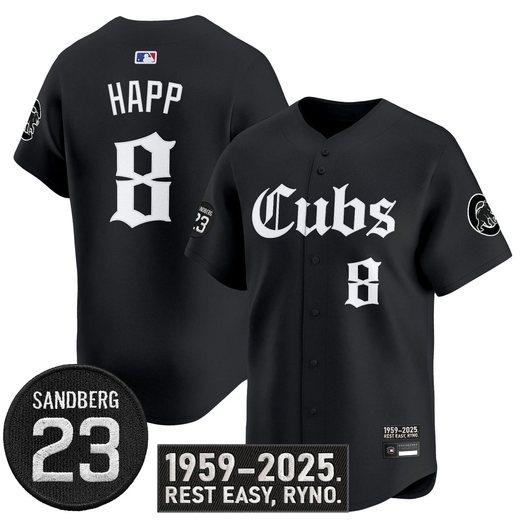 Ian Happ Jersey #8 Chicago Cubs Ryne Sandberg Tribute Stitched Black by My Store