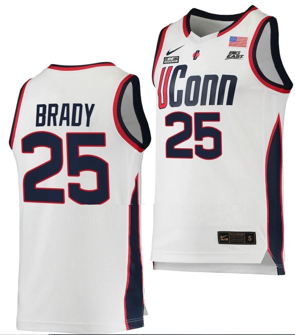 Ice Brady Jersey UConn Huskies College Basketball White Replica #25 by My store basketball