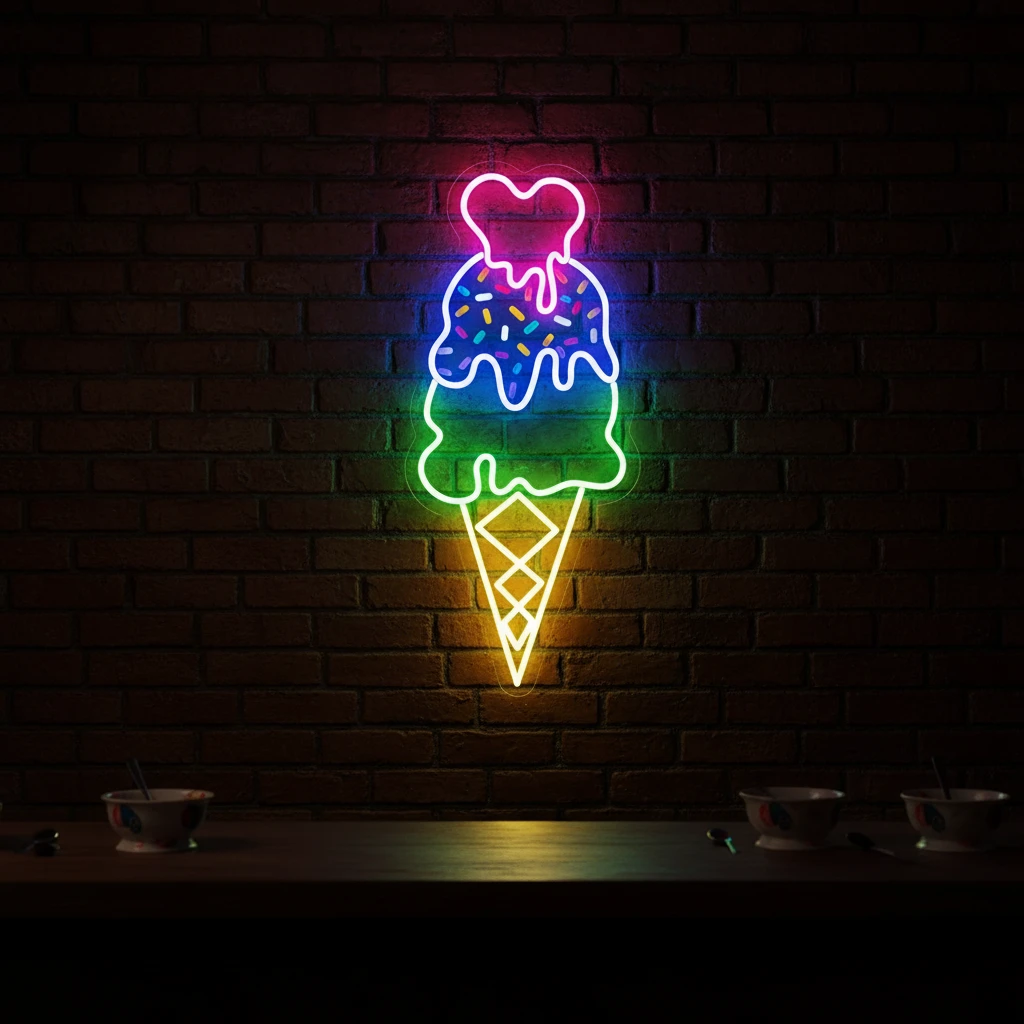 Ice Cream Neon Sign Restaurant Wall Decor Neon Sign by Neonchics Signs