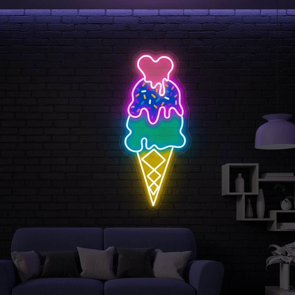Ice Cream Neon Sign Restaurant Wall Decor Neon Sign by Neonchics Signs
