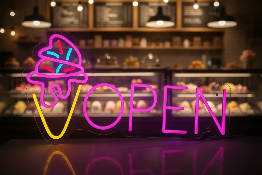 Neon Open Ice Cream Open Sign Custom Neon Sign by Neonchics