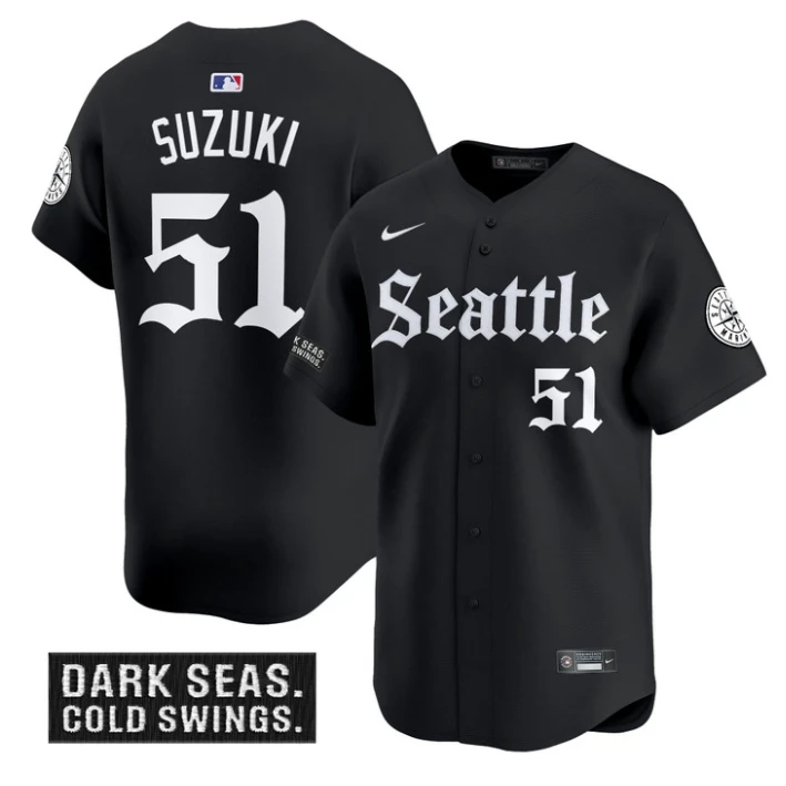 Ichiro Suzuki Jersey #51 Seattle Mariners Deep Sea Gothic Edition Limited Stitched Black by My Store