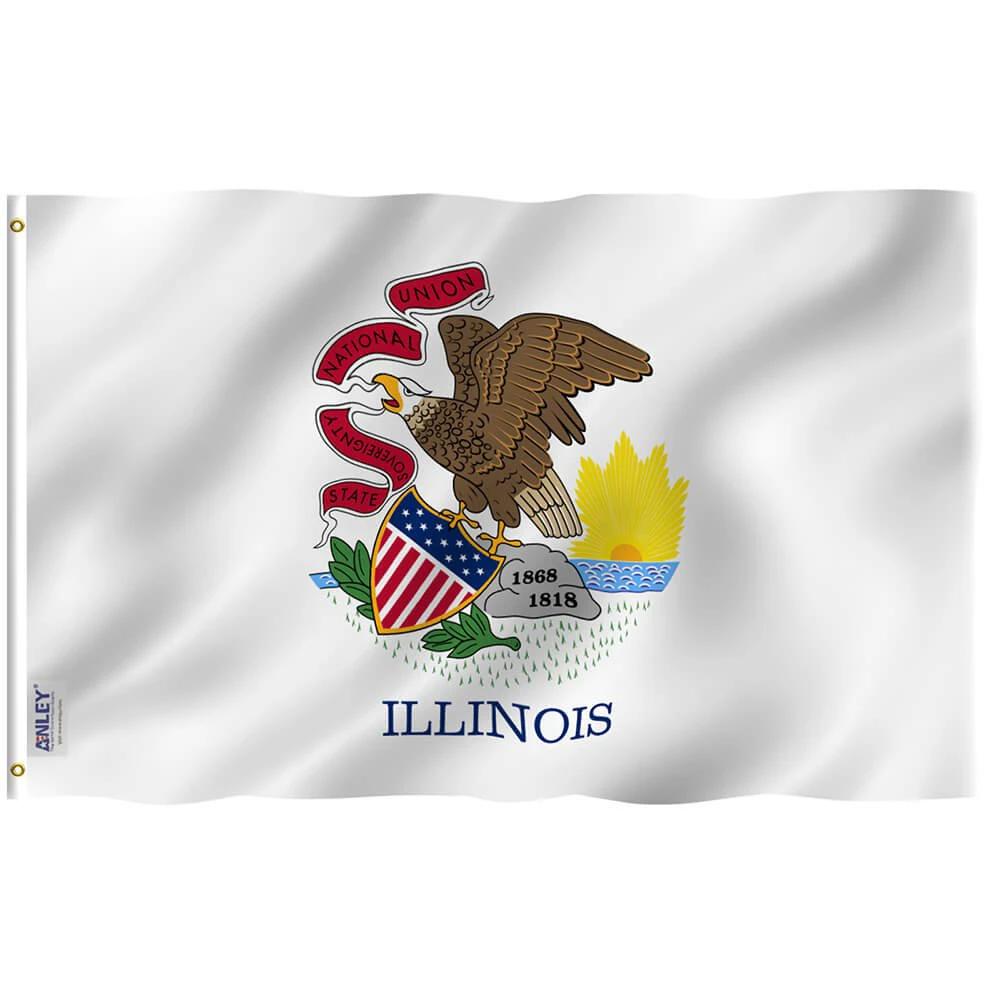 Illinois State Flag - Illinois IL Flag with Brass Grommets 3X5Ft Banner USA by flagsjustdoit