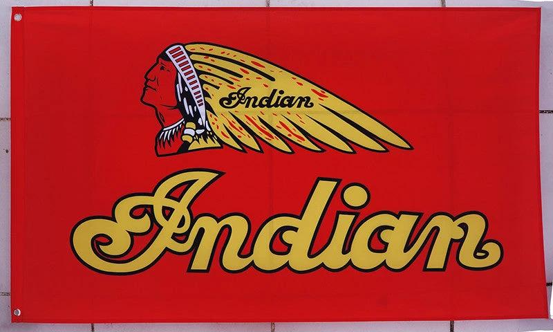Indian motorcycles Flag-3x5 FT-100% polyester Banner-Red-Yellow by flagsshop