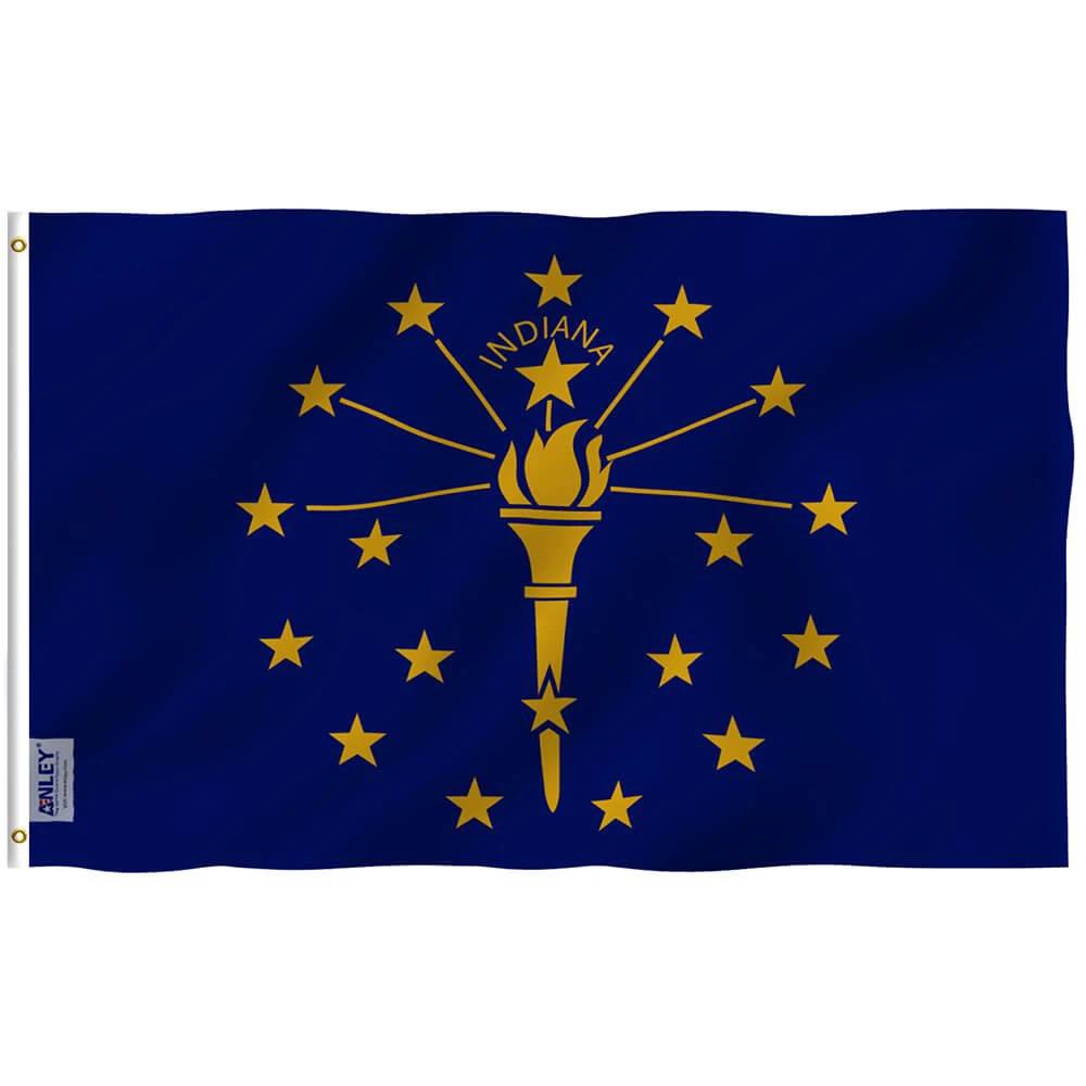 Indiana State Flag - Indiana IN Flag Polyester with Brass Grommets 3X5Ft Banner USA by flagsjustdoit