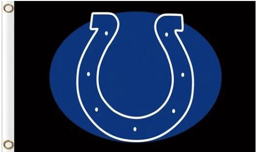 Indianapolis Colts Black Helmet Logo Flag 3X5 Ft Polyester Banner USA 90x150cm by flagsjustdoit
