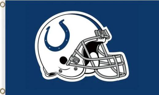 Indianapolis Colts Helmet Logo Flag 3X5 Ft Polyester Banner USA 90x150cm by flagsjustdoit