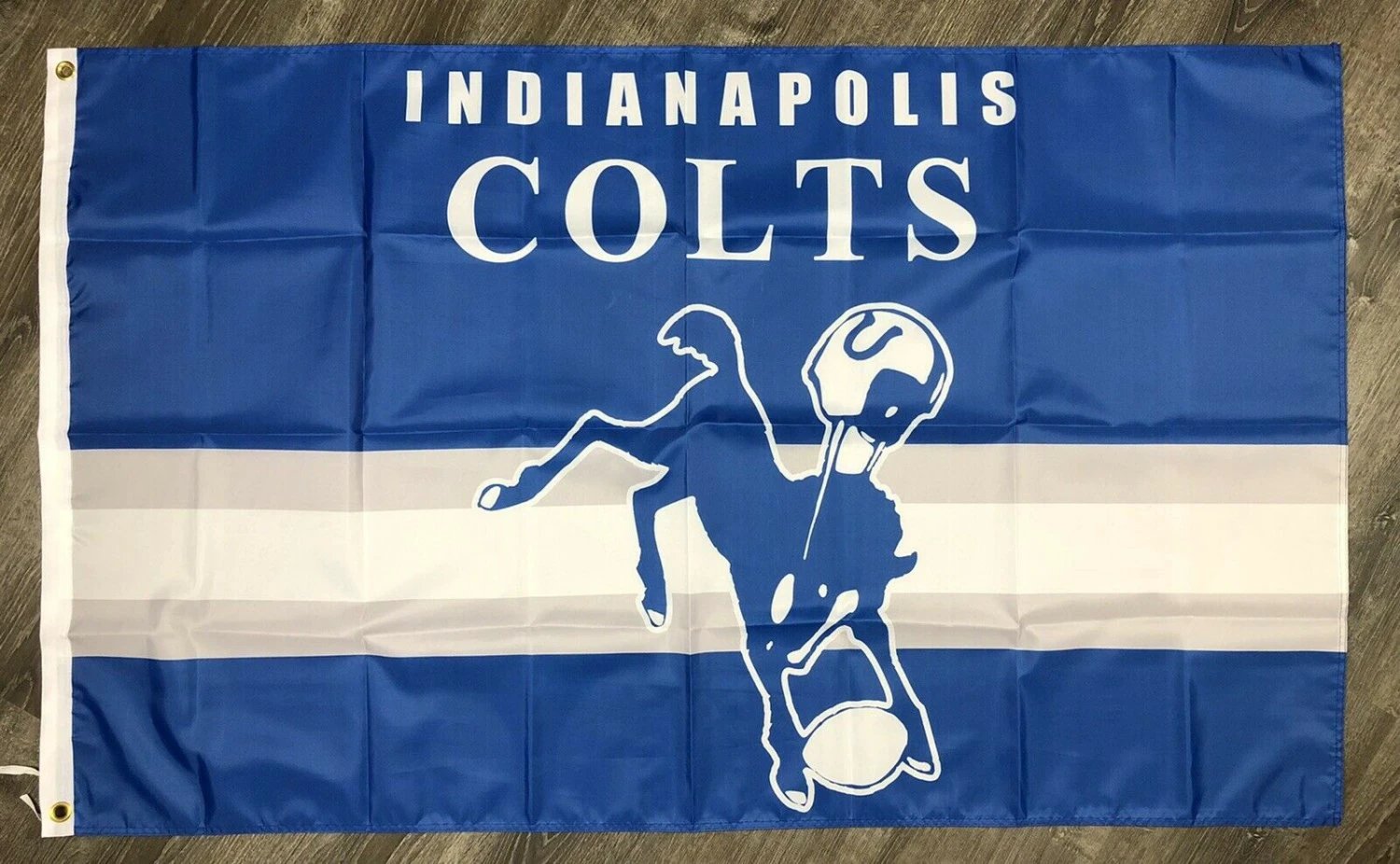 Indianapolis Colts Retro Style Logo Flag 3x5 ft Blue Banner Man-Cave Garage by flagsjustdoit