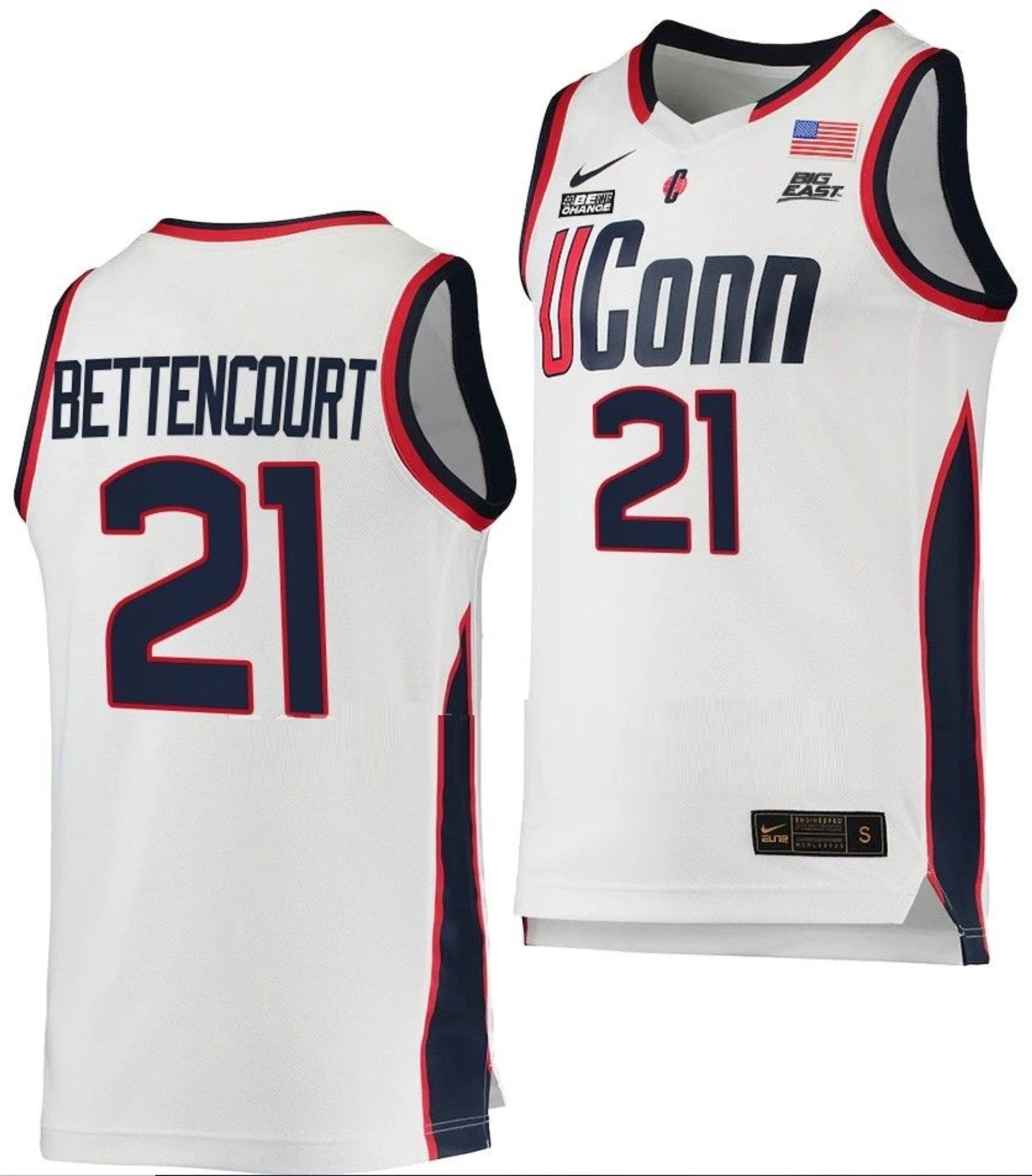 Ines Bettencourt Jersey UConn Huskies College Basketball White Replica #21 by My store basketball