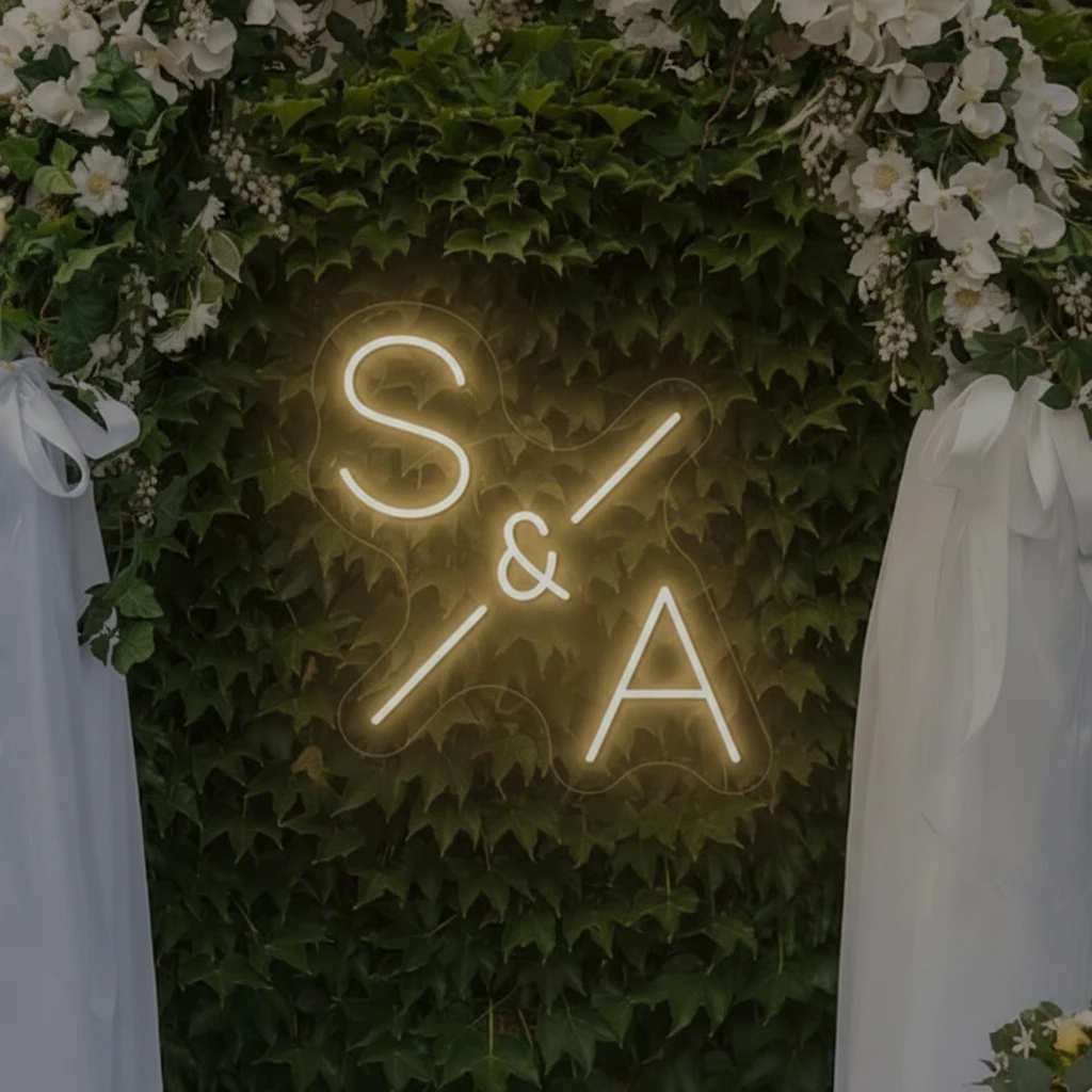 Initials Name Letter Neon Sign Custom Wedding Neon Sign by Neonchics