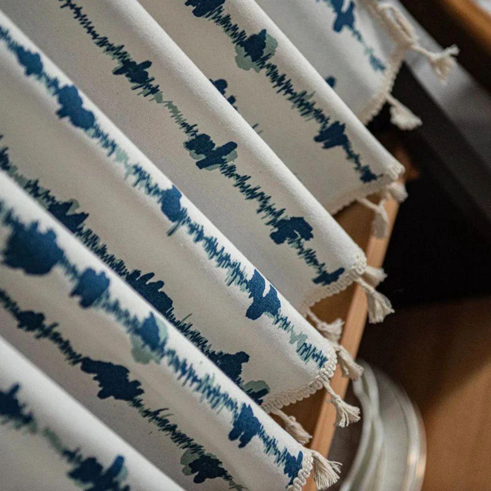 Inkblot Blue Tassel Cabinet Curtain by Casa & Beyond