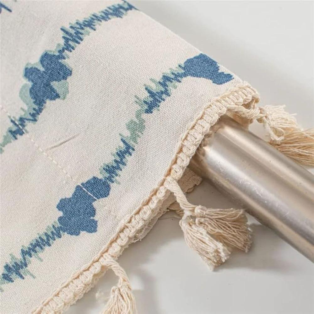Inkblot Blue Tassel Cabinet Curtain by Casa & Beyond