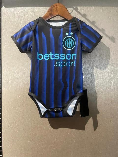 Inter Milan 2025-26 Little Nerazzurri Fan Soccer Baby Bodysuit – Black Blue by Soccer Jersey