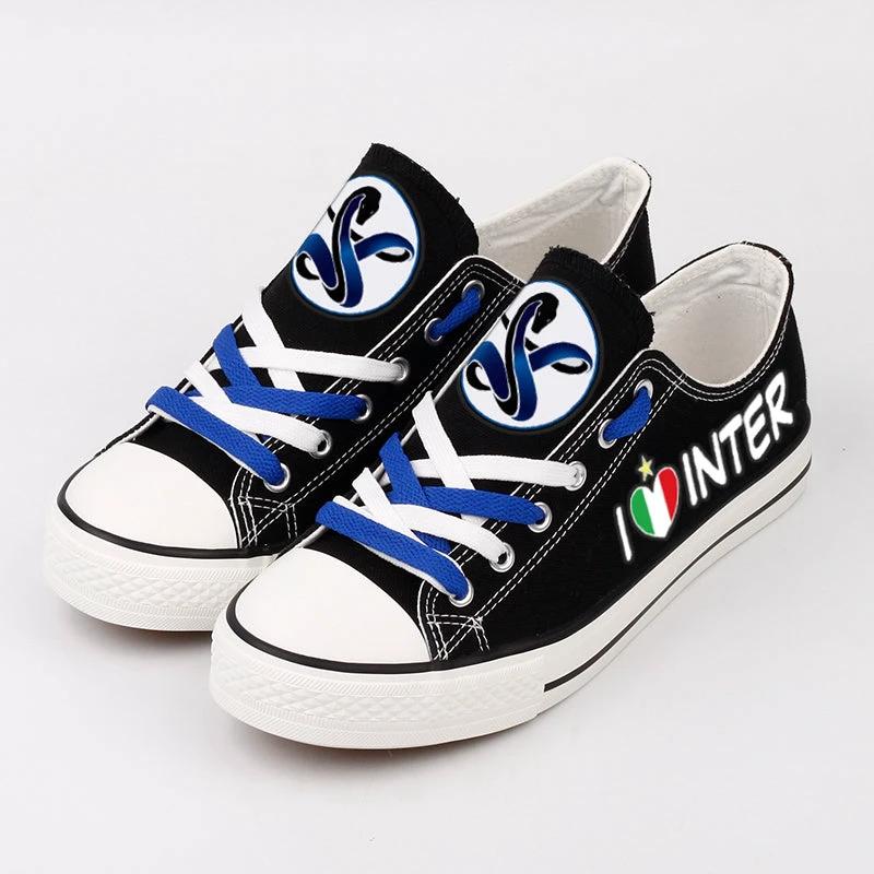 Inter Milan Low Top Canvas Sport Sneakers Shoes For Men Women Fans by Crocs