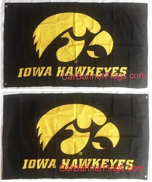 Iowa Hawkeyes Flag-3x5 FT NCAA The University of Iowa Banner-100% polyester -one side & 2 sides by flagsshop