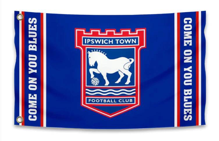 Ipswich Town Football Club Flag 3x5ft Banner Polyester Crest Mega by flagsjustdoit